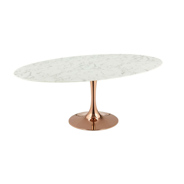 Lippa 78" Oval Artificial Marble Dining Table