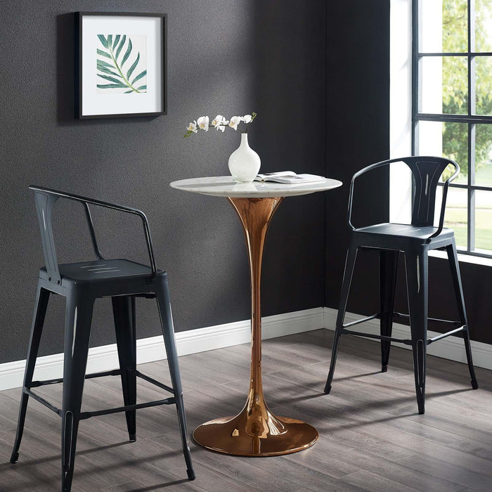 Lippa 28" Artificial Marble Bar Table