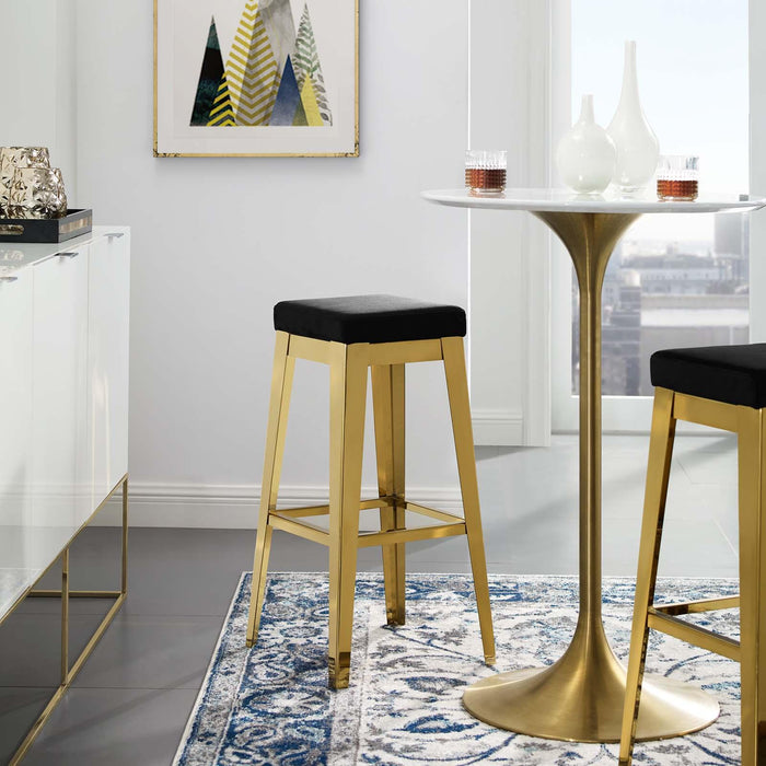 Arrive Gold Stainless Steel Performance Velvet Bar Stool