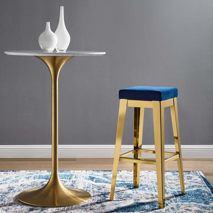 Arrive Gold Stainless Steel Performance Velvet Bar Stool