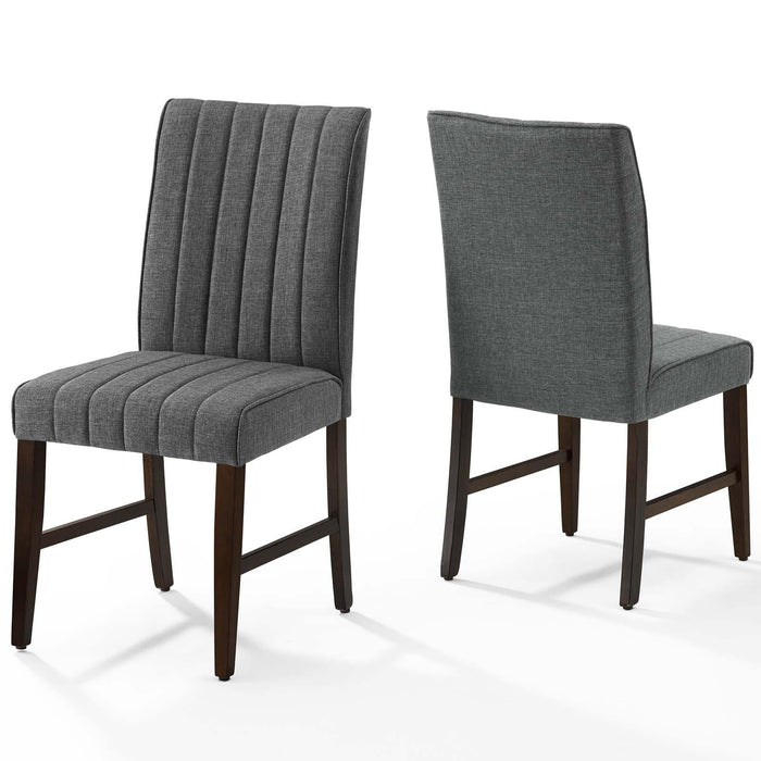 Motivate Channel Tufted Upholstered Fabric Dining Chair Set of 2