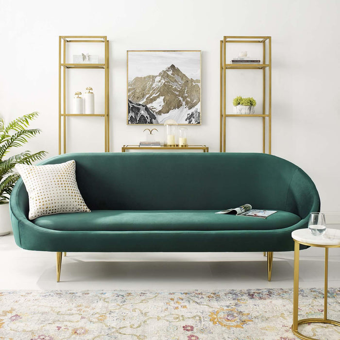 Sublime Vertical Curve Back Performance Velvet Sofa