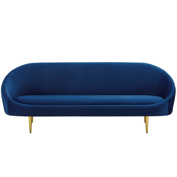 Sublime Vertical Curve Back Performance Velvet Sofa