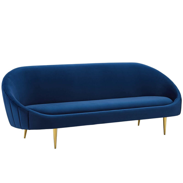 Sublime Vertical Curve Back Performance Velvet Sofa