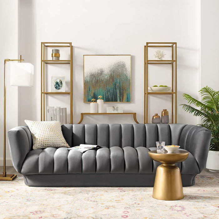 Entertain Vertical Channel Tufted Performance Velvet Sofa