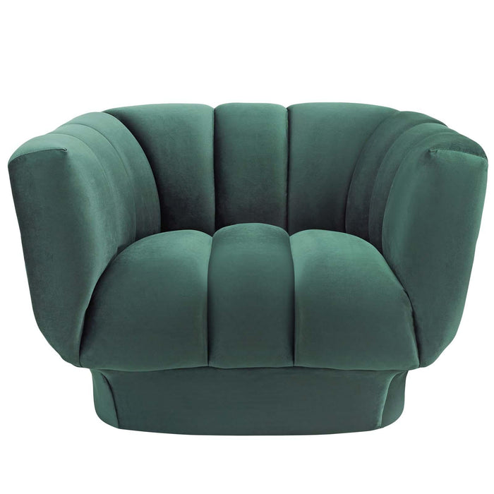 Entertain Vertical Channel Tufted Performance Velvet Armchair