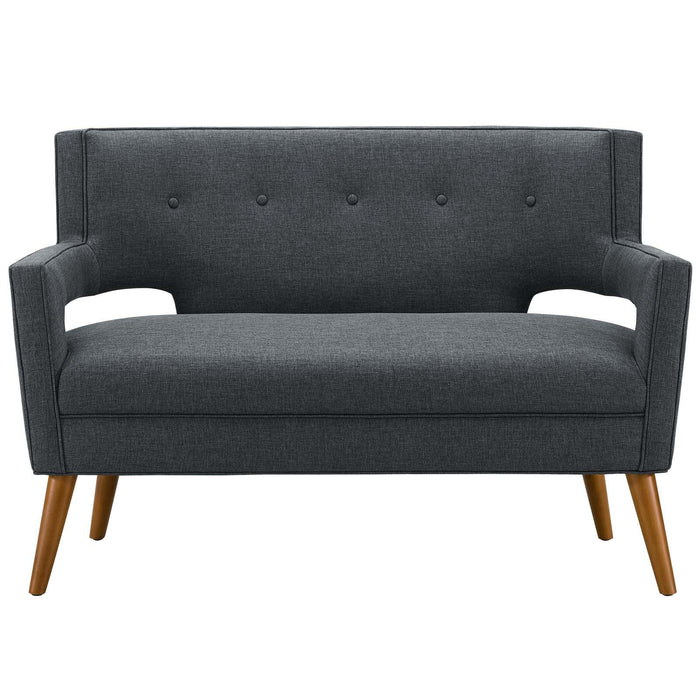 Sheer Upholstered Fabric Loveseat