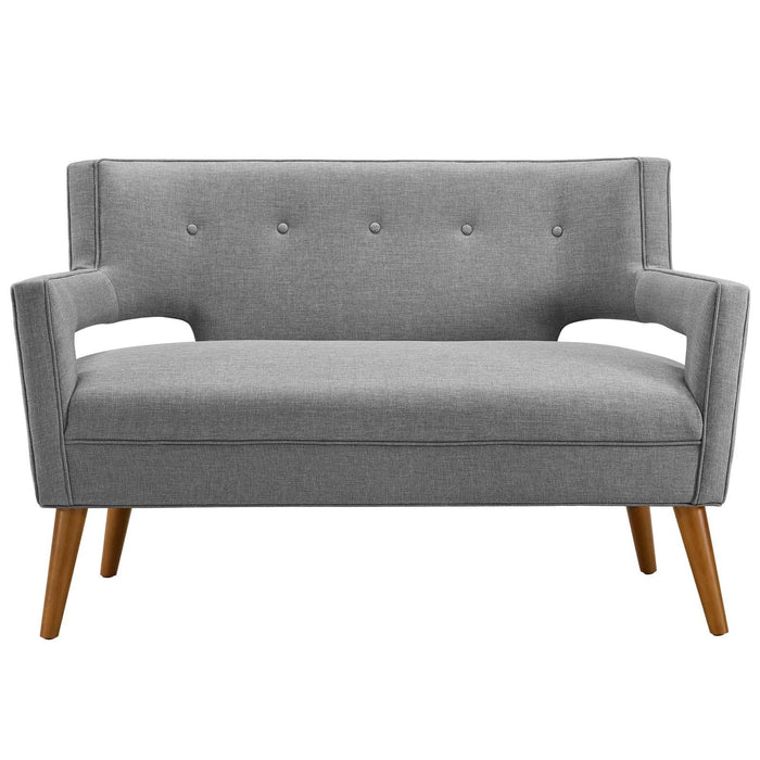 Sheer Upholstered Fabric Loveseat