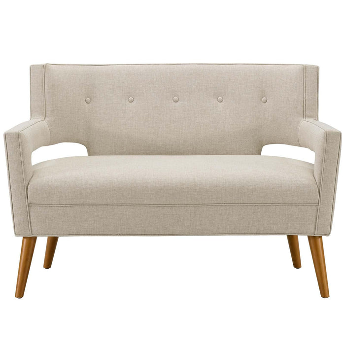 Sheer Upholstered Fabric Loveseat