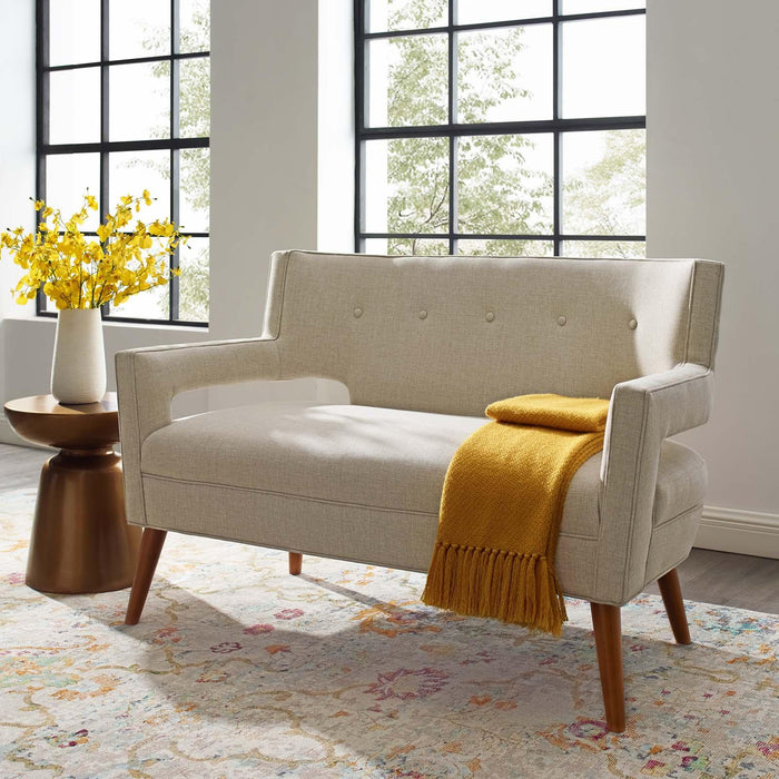 Sheer Upholstered Fabric Loveseat