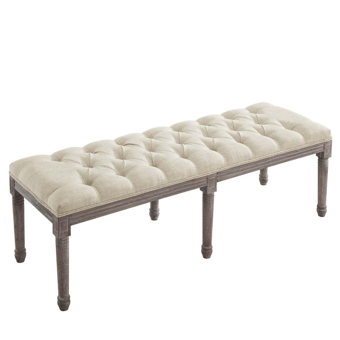 Province French Vintage Upholstered Fabric Bench