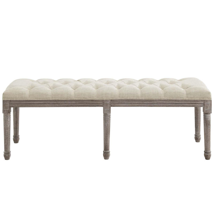 Province French Vintage Upholstered Fabric Bench