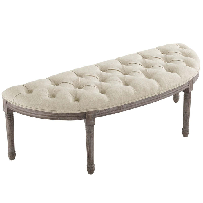 Esteem Vintage French Upholstered Fabric Semi-Circle Bench