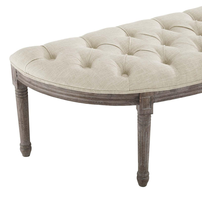 Esteem Vintage French Upholstered Fabric Semi-Circle Bench