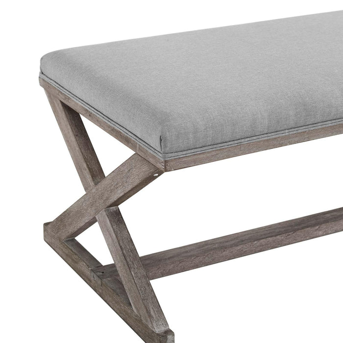 Province Vintage French X-Brace Upholstered Fabric Bench