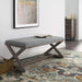 province-vintage-french-x-brace-upholstered-fabric-bench