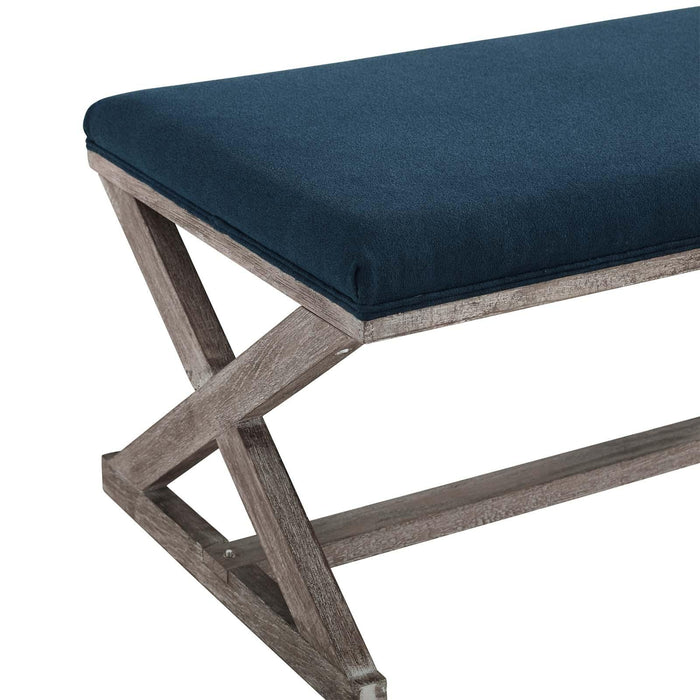 Province Vintage French X-Brace Upholstered Fabric Bench