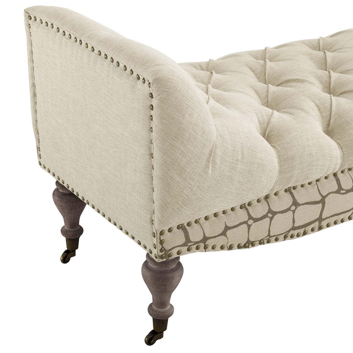 Roland Vintage French Upholstered Fabric Bench