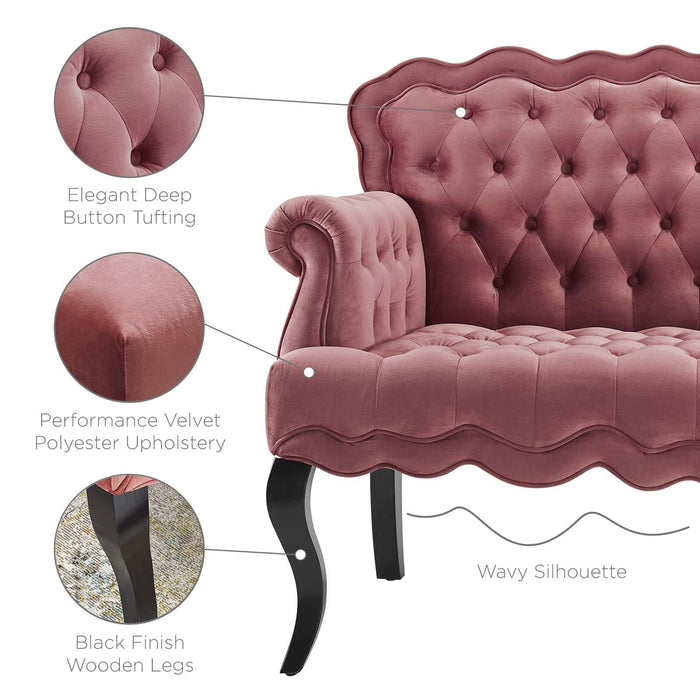 Viola Chesterfield Button Tufted Loveseat Performance Velvet Settee