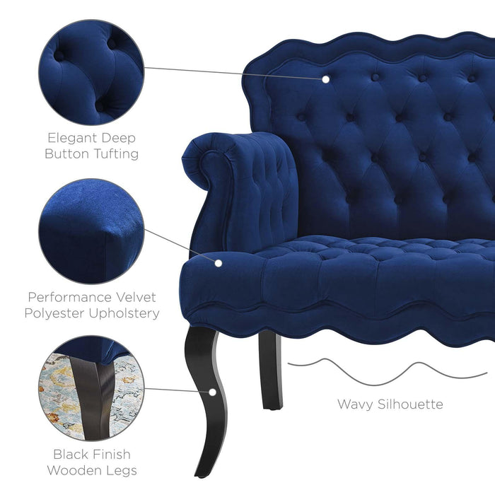 Viola Chesterfield Button Tufted Loveseat Performance Velvet Settee