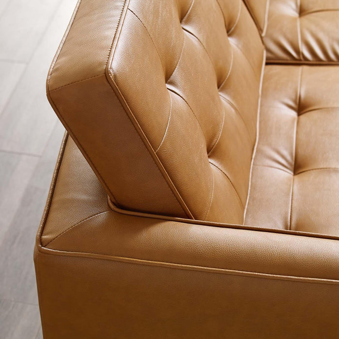 Loft Tufted Upholstered Faux Leather Sofa