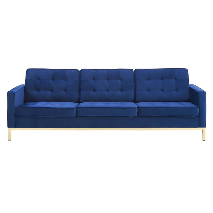 Loft Gold Stainless Steel Leg Performance Velvet Sofa