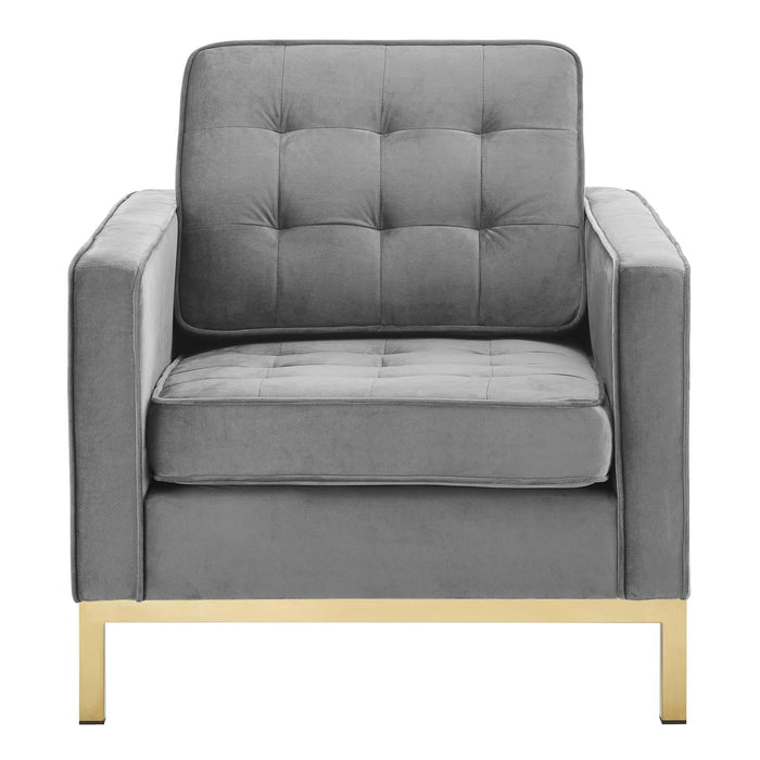 Loft Gold Stainless Steel Performance Velvet Armchair