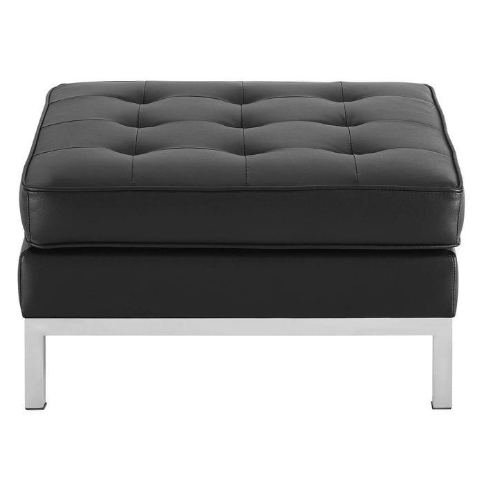 Loft Tufted Upholstered Faux Leather Ottoman