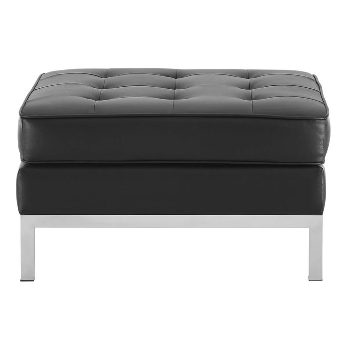 Loft Tufted Upholstered Faux Leather Ottoman