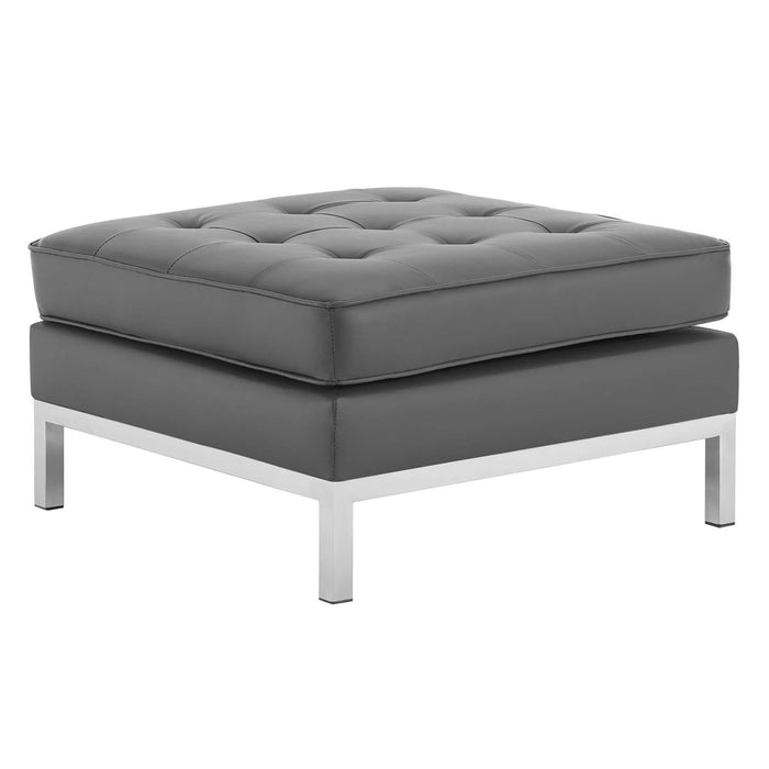 Loft Tufted Upholstered Faux Leather Ottoman