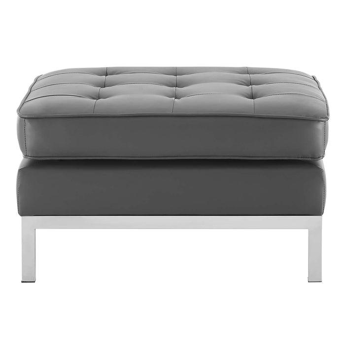 Loft Tufted Upholstered Faux Leather Ottoman