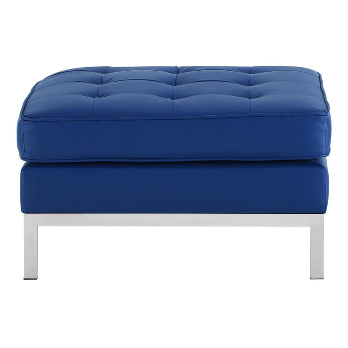 Loft Tufted Upholstered Faux Leather Ottoman