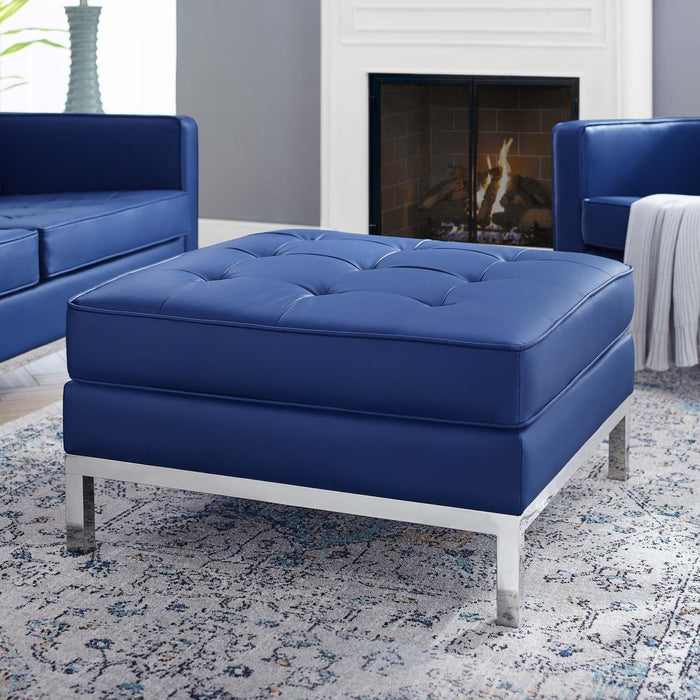 Loft Tufted Upholstered Faux Leather Ottoman