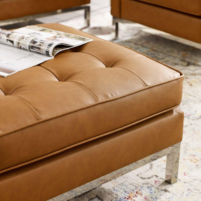 Loft Tufted Upholstered Faux Leather Ottoman