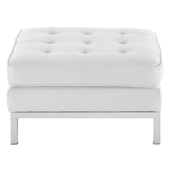 Loft Tufted Upholstered Faux Leather Ottoman