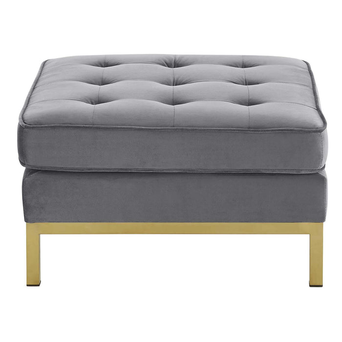 Loft Gold Stainless Steel Leg Performance Velvet Ottoman