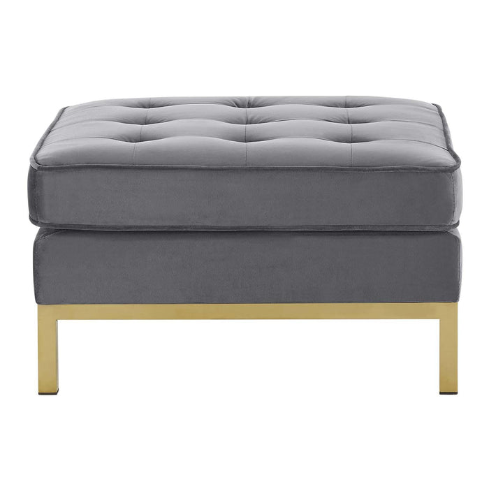 Loft Gold Stainless Steel Leg Performance Velvet Ottoman