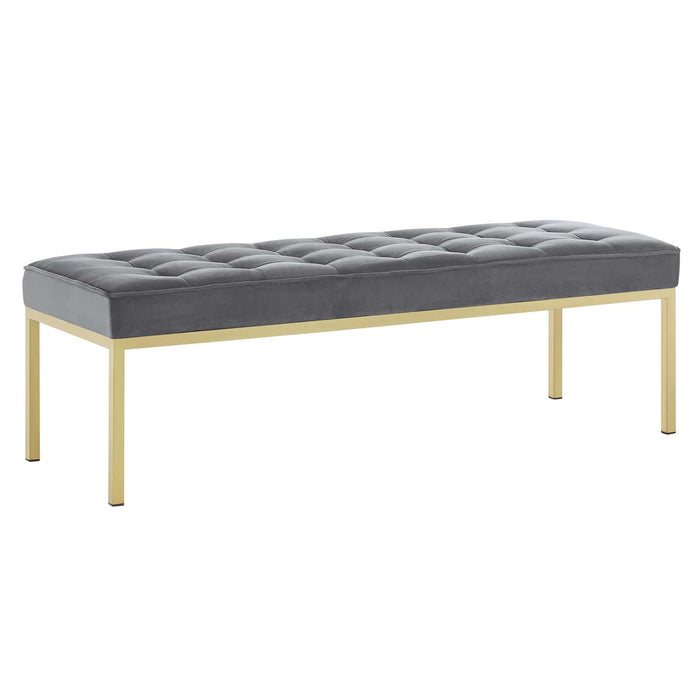 Loft Gold Stainless Steel Leg Large Performance Velvet Bench image