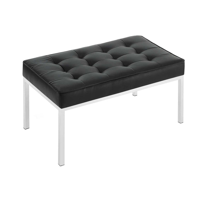 Loft Tufted Medium Upholstered Faux Leather Bench