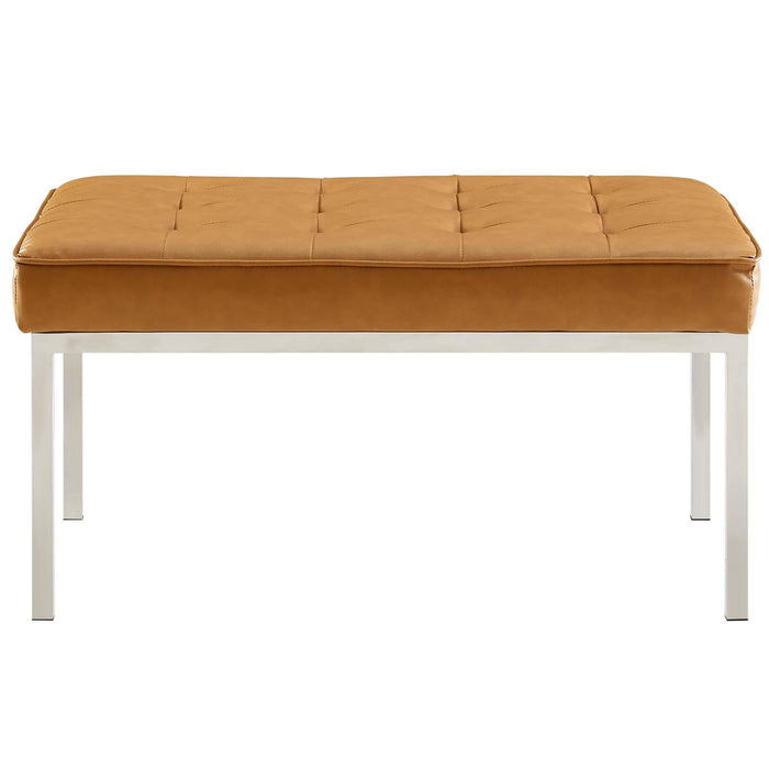 Loft Tufted Medium Upholstered Faux Leather Bench