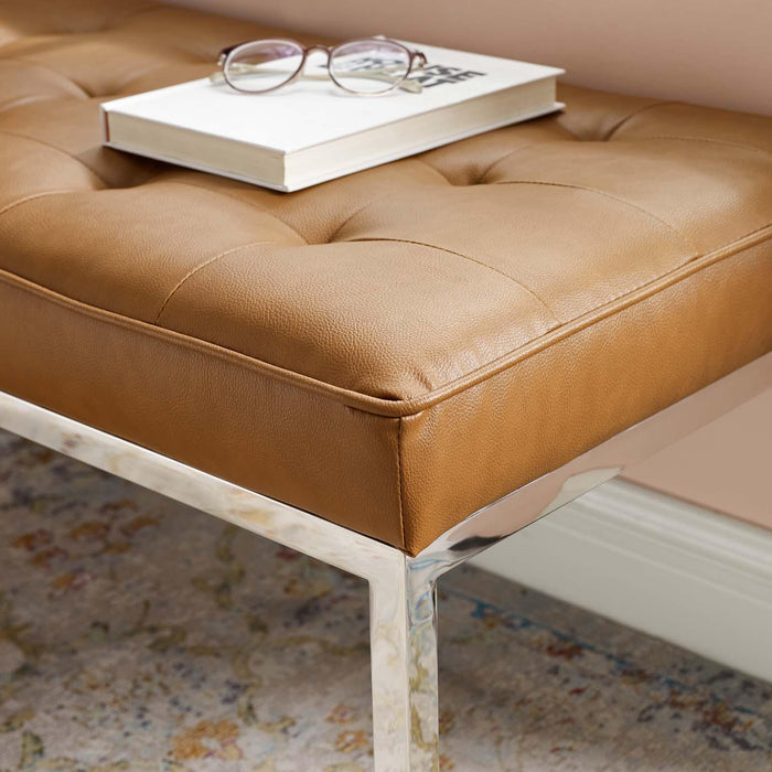 Loft Tufted Medium Upholstered Faux Leather Bench