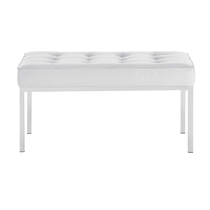 Loft Tufted Medium Upholstered Faux Leather Bench