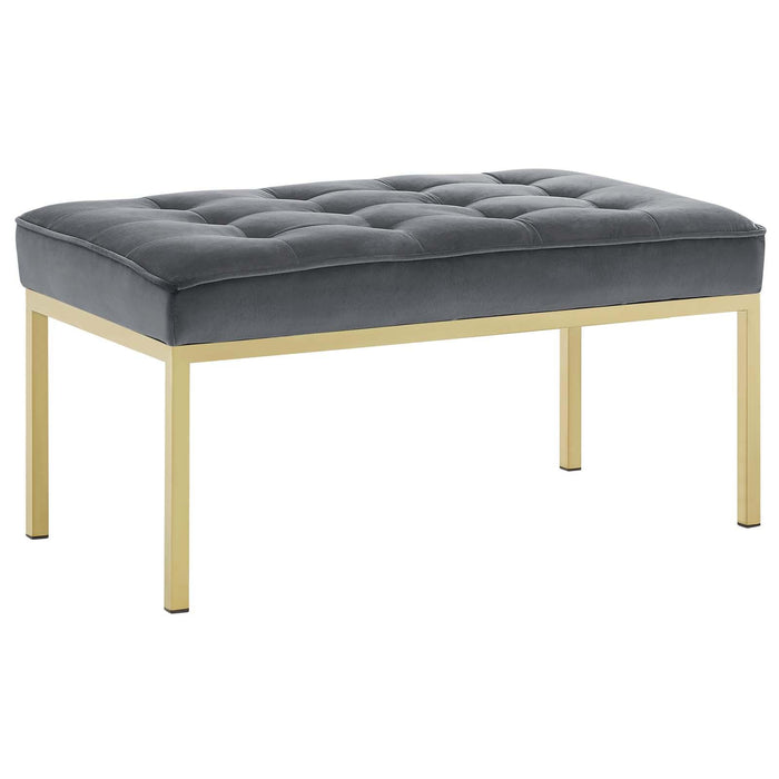 Loft Gold Stainless Steel Leg Medium Performance Velvet Bench image