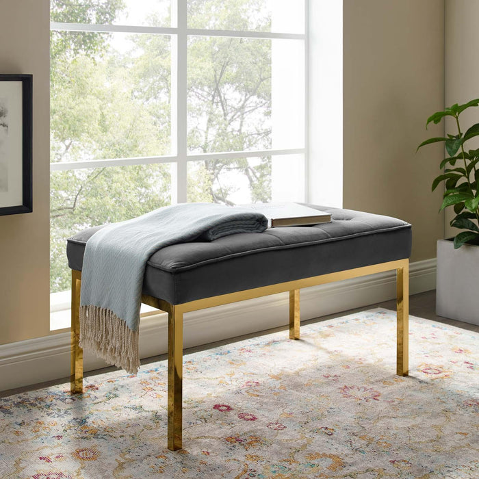 Loft Gold Stainless Steel Leg Medium Performance Velvet Bench