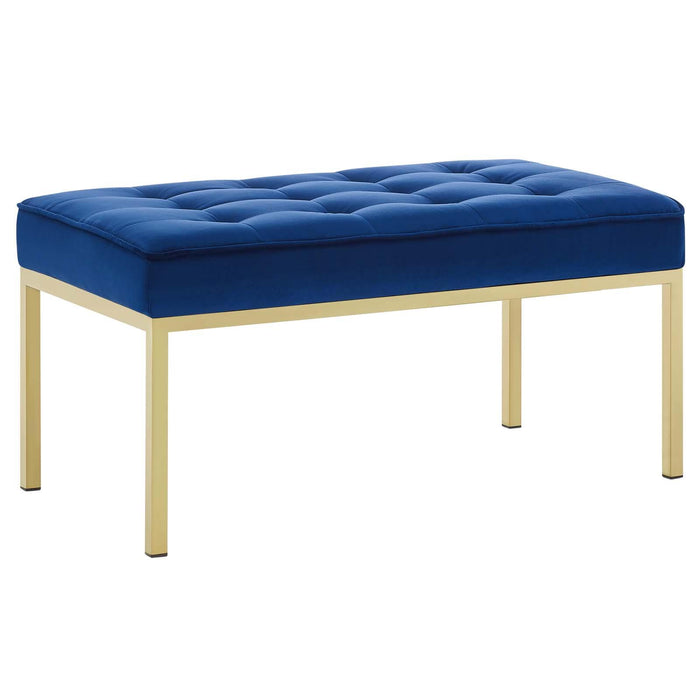 Loft Gold Stainless Steel Leg Medium Performance Velvet Bench