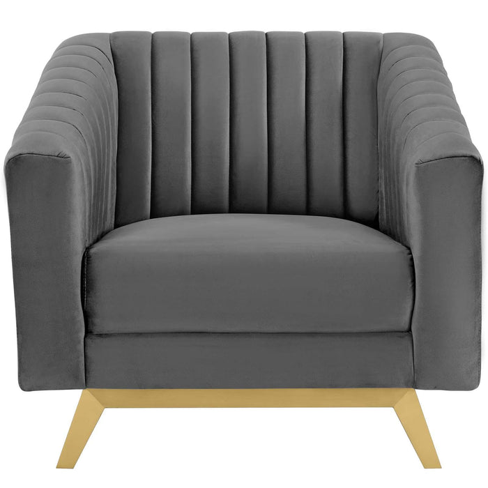 Valiant Vertical Channel Tufted Performance Velvet Armchair