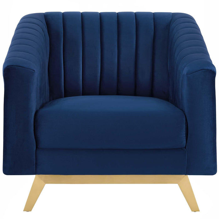 Valiant Vertical Channel Tufted Performance Velvet Armchair