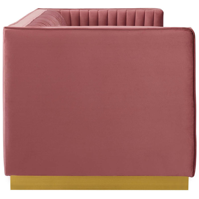 Sanguine Vertical Channel Tufted Performance Velvet Sofa