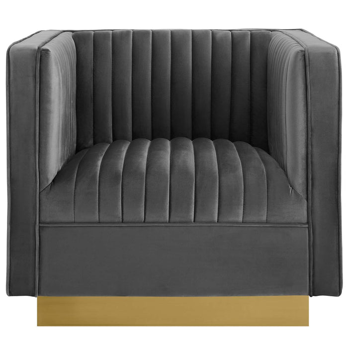 Sanguine Vertical Channel Tufted Accent Performance Velvet Armchair