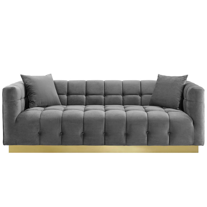 Vivacious Biscuit Tufted Performance Velvet Sofa image